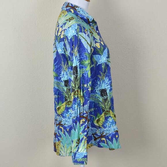 J. McLaughlin Jungle Print Button Front Blouse S - Picture 3 of 7